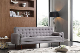 Sofa Bed 3 Seater Button Tufted Lounge Set for Living Room Couch in Fabric Grey Colour Furniture Kings Warehouse 