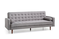 Sofa Bed 3 Seater Button Tufted Lounge Set for Living Room Couch in Fabric Grey Colour Furniture Kings Warehouse 