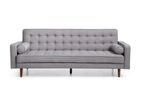 Sofa Bed 3 Seater Button Tufted Lounge Set for Living Room Couch in Fabric Grey Colour Furniture Kings Warehouse 