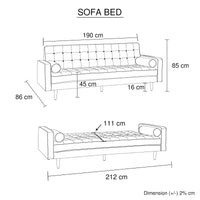 Sofa Bed 3 Seater Button Tufted Lounge Set for Living Room Couch in Fabric Grey Colour Furniture Kings Warehouse 