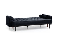 Sofa Bed 3 Seater Button Tufted Lounge Set for Living Room Couch in Velvet Black Colour Furniture Kings Warehouse 