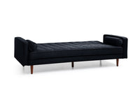 Sofa Bed 3 Seater Button Tufted Lounge Set for Living Room Couch in Velvet Black Colour Furniture Kings Warehouse 