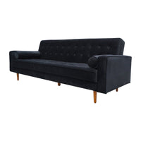 Sofa Bed 3 Seater Button Tufted Lounge Set for Living Room Couch in Velvet Black Colour Furniture Kings Warehouse 