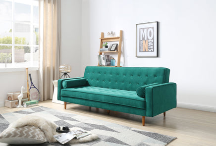 Sofa Bed 3 Seater Button Tufted Lounge Set for Living Room Couch in Velvet Green Colour Furniture Kings Warehouse 