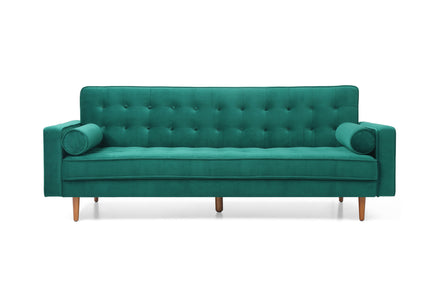 Sofa Bed 3 Seater Button Tufted Lounge Set for Living Room Couch in Velvet Green Colour Furniture Kings Warehouse 