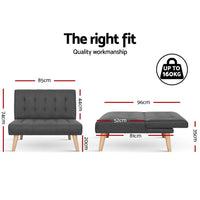 Sofa Bed Lounge Chair Couch 1 Seater Recliner Futon Bed Set Linen Grey Furniture Kings Warehouse 