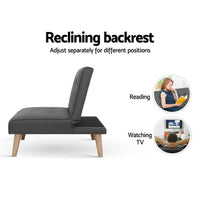 Sofa Bed Lounge Chair Couch 1 Seater Recliner Futon Bed Set Linen Grey Furniture Kings Warehouse 
