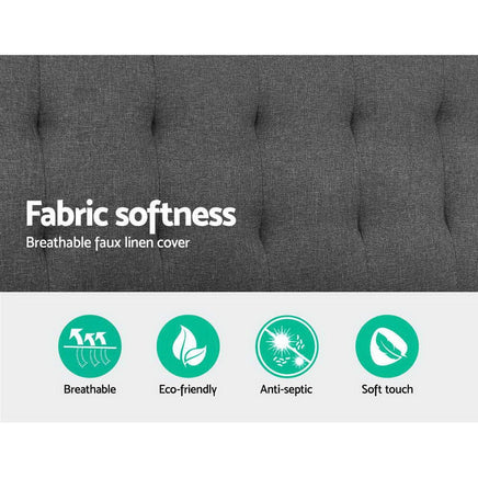 Sofa Bed Lounge Chair Couch 1 Seater Recliner Futon Bed Set Linen Grey Furniture Kings Warehouse 