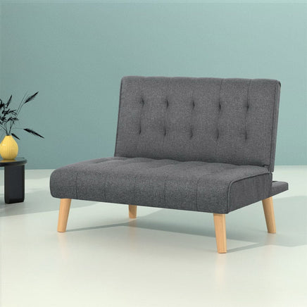 Sofa Bed Lounge Chair Couch 1 Seater Recliner Futon Bed Set Linen Grey Furniture Kings Warehouse 