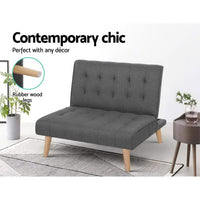 Sofa Bed Lounge Chair Couch 1 Seater Recliner Futon Bed Set Linen Grey Furniture Kings Warehouse 
