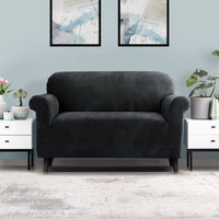 Sofa Cover Couch Covers 2 Seater Velvet Black End of Year Clearance Sale Kings Warehouse 