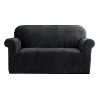 Sofa Cover Couch Covers 2 Seater Velvet Black End of Year Clearance Sale Kings Warehouse 