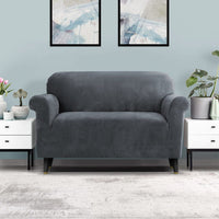 Sofa Cover Couch Covers 2 Seater Velvet Grey Furniture Kings Warehouse 