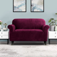 Sofa Cover Couch Covers 2 Seater Velvet Ruby Red Furniture Kings Warehouse 