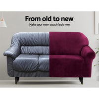 Sofa Cover Couch Covers 2 Seater Velvet Ruby Red Mid Season Sale Kings Warehouse 