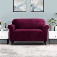 Sofa Cover Couch Covers 2 Seater Velvet Ruby Red Mid Season Sale Kings Warehouse 