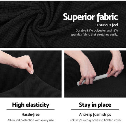 Sofa Cover Couch Covers 3 Seater High Stretch Black Furniture Kings Warehouse 