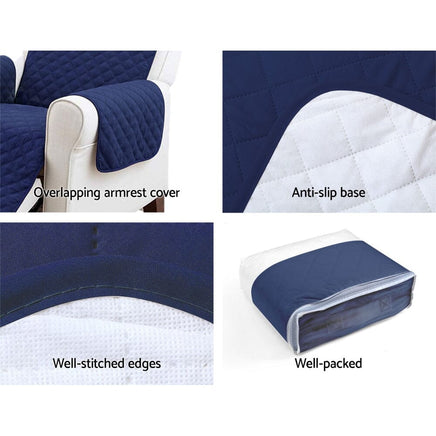 Sofa Cover Couch Covers 3 Seater Quilted Navy Furniture Kings Warehouse 