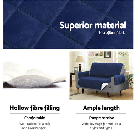 Sofa Cover Couch Covers 3 Seater Quilted Navy Furniture Kings Warehouse 