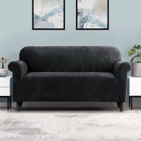Sofa Cover Couch Covers 3 Seater Velvet Black End of Year Clearance Sale Kings Warehouse 