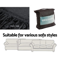 Sofa Cover Couch Covers 3 Seater Velvet Black Furniture Kings Warehouse 