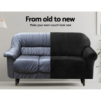 Sofa Cover Couch Covers 3 Seater Velvet Black Furniture Kings Warehouse 