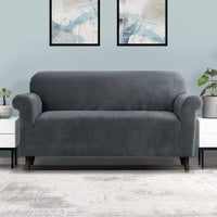 Sofa Cover Couch Covers 3 Seater Velvet Grey End of Year Clearance Sale Kings Warehouse 