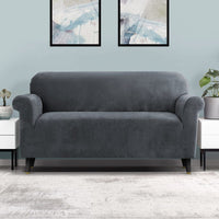 Sofa Cover Couch Covers 3 Seater Velvet Grey Furniture Kings Warehouse 