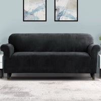 Sofa Cover Couch Covers 4 Seater Velvet Black Furniture Kings Warehouse 