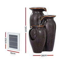 Solar Fountain Water Fountain Feature Cascading Fountain LED Lights 76CM Grey Home & Garden Kings Warehouse 