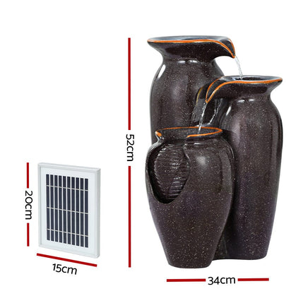 Solar Fountain Water Fountain Feature Cascading Fountain LED Lights 76CM Grey Home & Garden Kings Warehouse 