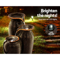 Solar Fountain Water Fountain Feature Cascading Fountain LED Lights 76CM Grey Home & Garden Kings Warehouse 