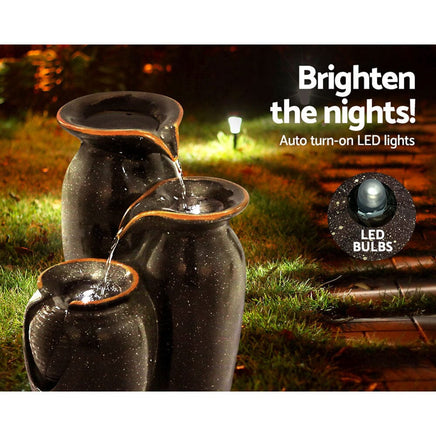 Solar Fountain Water Fountain Feature Cascading Fountain LED Lights 76CM Grey Home & Garden Kings Warehouse 