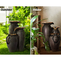 Solar Fountain Water Fountain Feature Cascading Fountain LED Lights 76CM Grey Home & Garden Kings Warehouse 