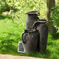 Solar Fountain Water Fountain Feature Cascading Fountain LED Lights 76CM Grey Home & Garden Kings Warehouse 