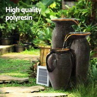 Solar Fountain Water Fountain Feature Cascading Fountain LED Lights 76CM Grey Home & Garden Kings Warehouse 
