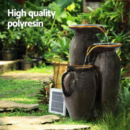 Solar Fountain Water Fountain Feature Cascading Fountain LED Lights 76CM Grey Home & Garden Kings Warehouse 