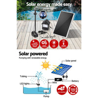 Solar Pond Pump Submersible Water Fountain with Battery Kit LED Lights 4FT Home & Garden Kings Warehouse 