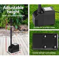 Solar Pond Pump Submersible Water Fountain with Battery Kit LED Lights 6.6FT Home & Garden Kings Warehouse 