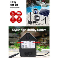 Solar Pond Pump Submersible Water Fountain with Battery Kit LED Lights 6.6FT Home & Garden Kings Warehouse 