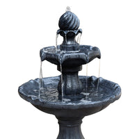 Solar Water Feature 3-Tier Fountain with Pump Kit Bird Bath 93CM Black Home & Garden Kings Warehouse 