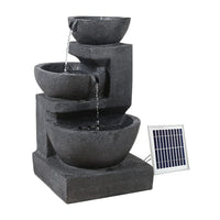 Solar Water Feature Cascading Fountain 3-Tier Bowl LED Lights 60CM Blue