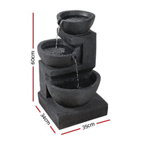 Solar Water Feature Cascading Fountain 3-Tier Bowl LED Lights 60CM Blue Home & Garden Kings Warehouse 