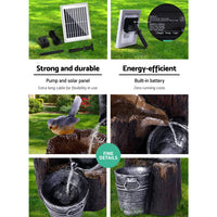 Solar Water Feature Cascading Fountain 3-Tier Bucket LED light Bird 76CM Home & Garden Kings Warehouse 