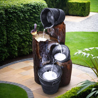 Solar Water Feature Cascading Fountain 3-Tier Bucket LED light Bird 76CM Home & Garden Kings Warehouse 