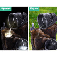 Solar Water Feature Cascading Fountain 3-Tier Bucket LED light Bird 76CM Home & Garden Kings Warehouse 