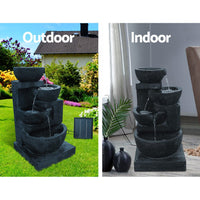 Solar Water Feature Cascading Fountain 4-Tier Bowl LED Lights 72CM Blue Home & Garden Kings Warehouse 
