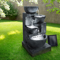 Solar Water Feature Cascading Fountain 4-Tier Bowl LED Lights 72CM Blue Home & Garden Kings Warehouse 