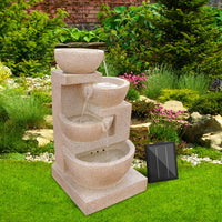 Solar Water Feature Cascading Fountain 4-Tier Bowl LED Lights 72CM Sand Home & Garden Kings Warehouse 