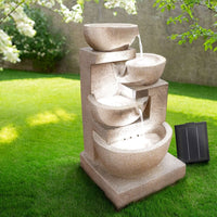 Solar Water Feature Cascading Fountain 4-Tier Bowl LED Lights 72CM Sand Home & Garden Kings Warehouse 